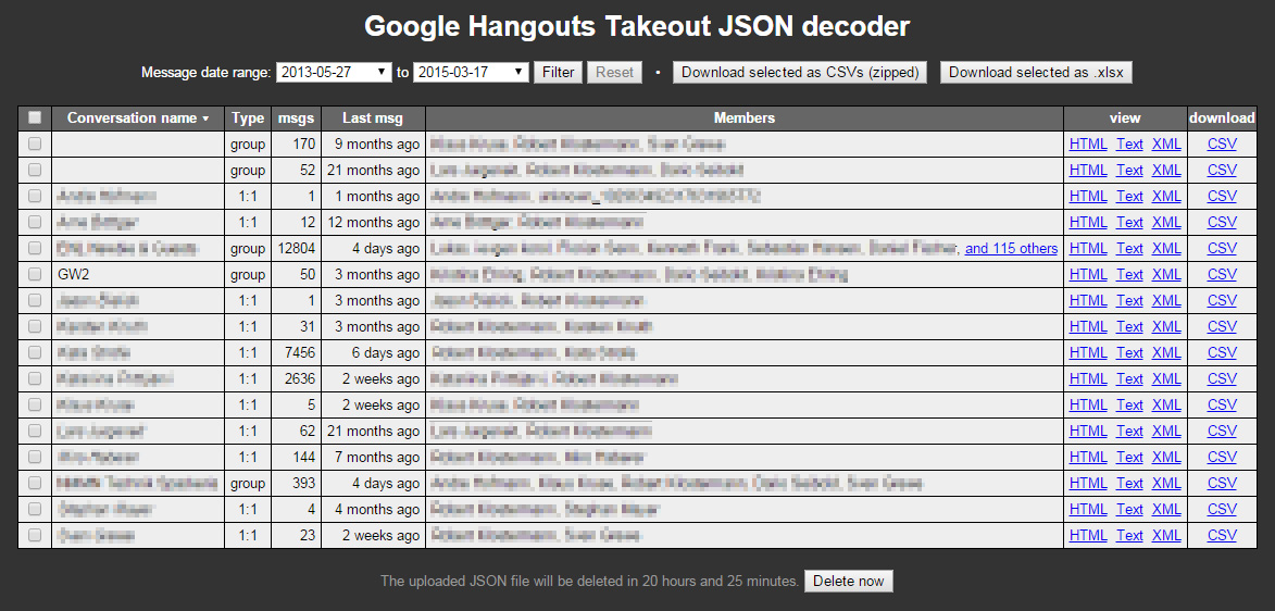 how to download google hangouts chat history