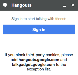 hangouts sign in cookie warning
